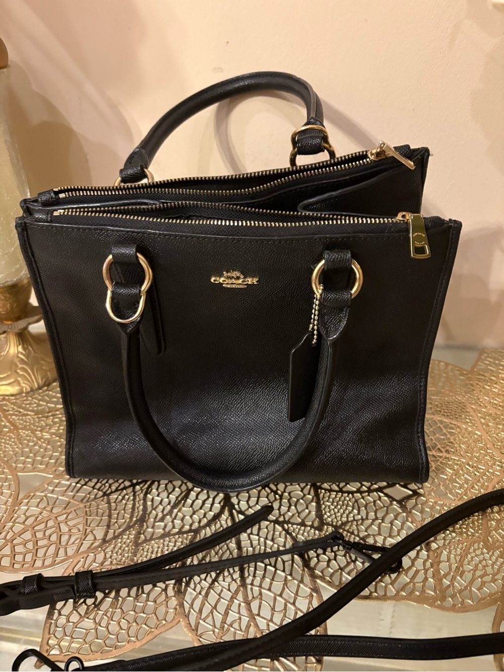Coach Black Pebbled Leather Satchel with Gold Hardware